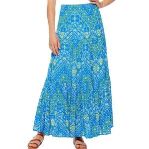 Scoop Womens Skirt Size XS Floral Print Maxi Blue Full Long Gypsy Blue Yellow